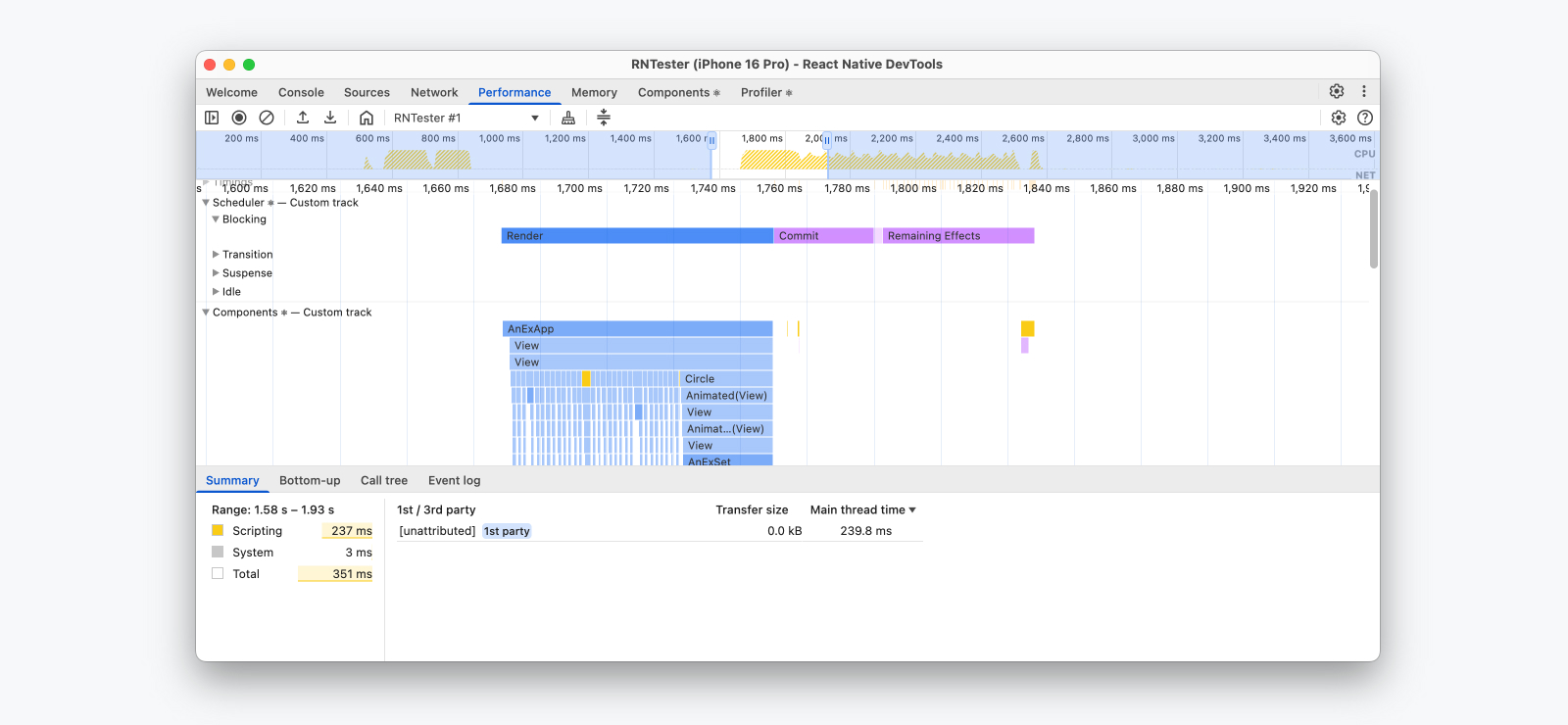 React Native DevTools Performance 面板中的性能追踪