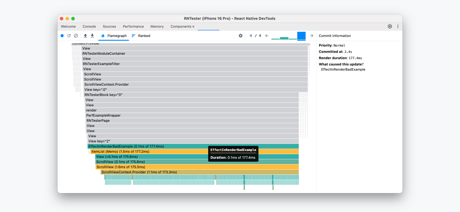 以火焰图形式渲染的性能分析