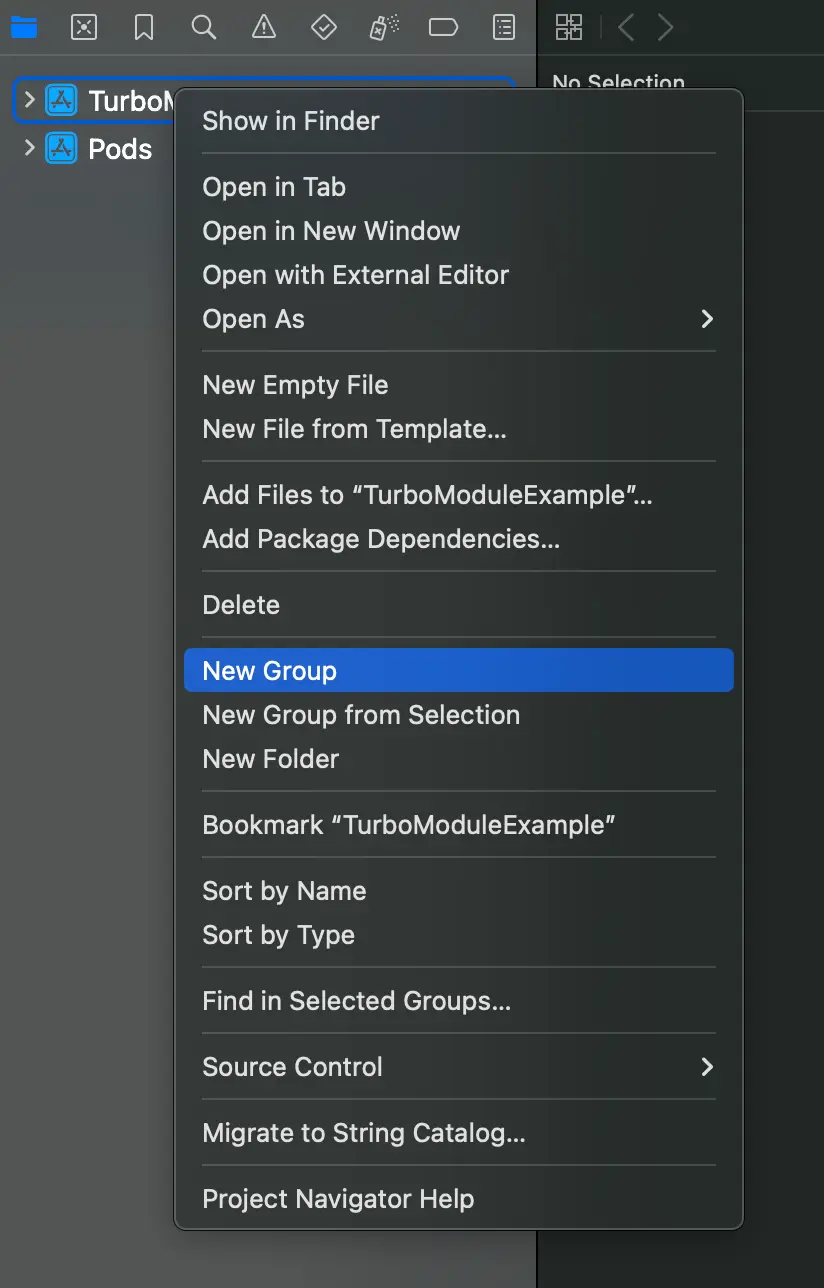 Right click on app and select New Group